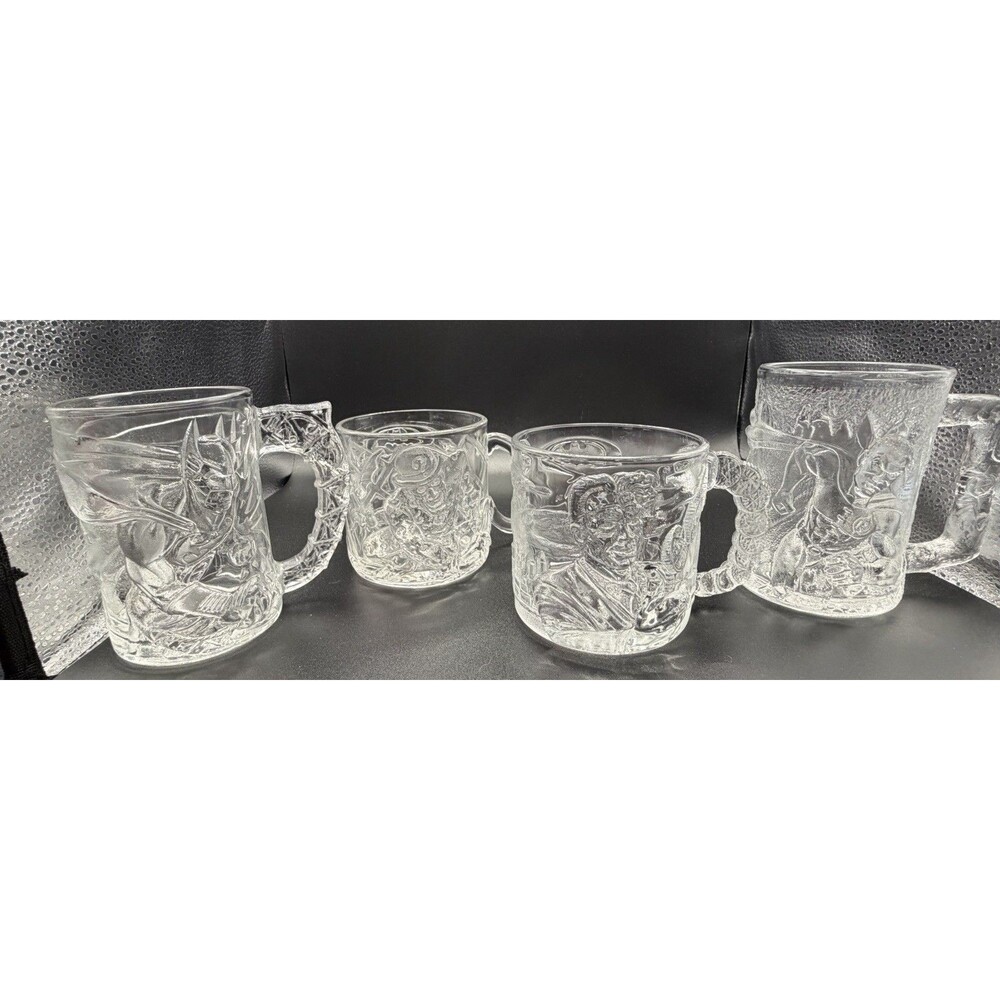 1995 McDonald’s Batman Forever Glass Mugs Complete Set of 4